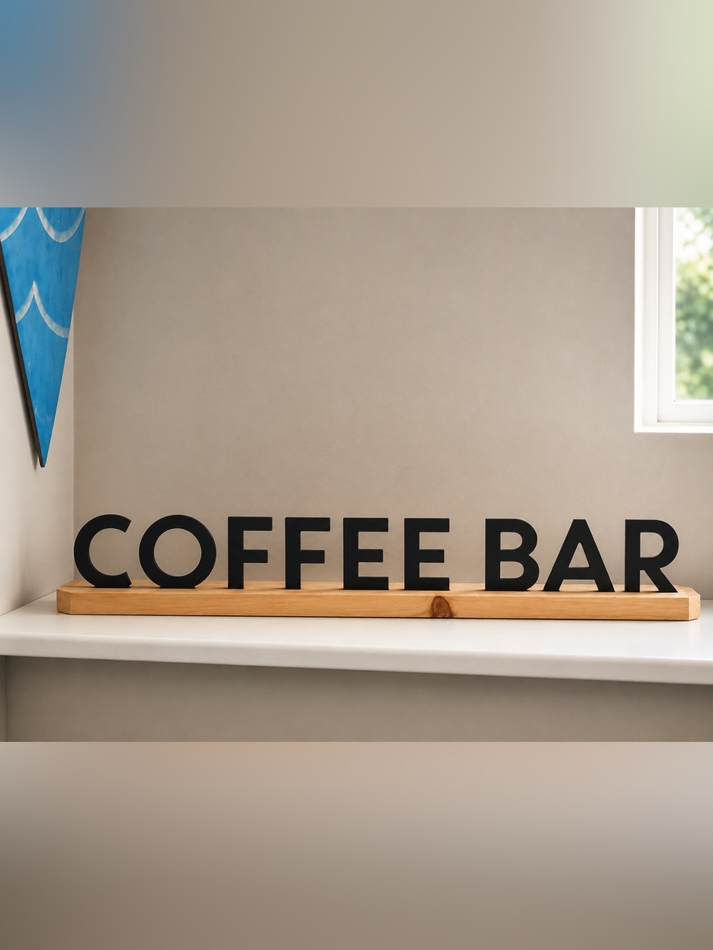 Decorative Black 'COFFEE BAR' Wooden Counter Sign